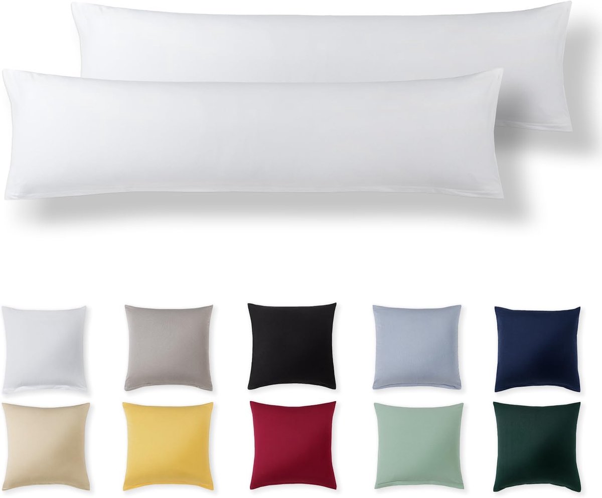 Pillowcase 40 x 145 cm - Wit - 100% Jersey Katoen - Super Zacht en Ademend - Alreya Kussenslopen - ShopVlot