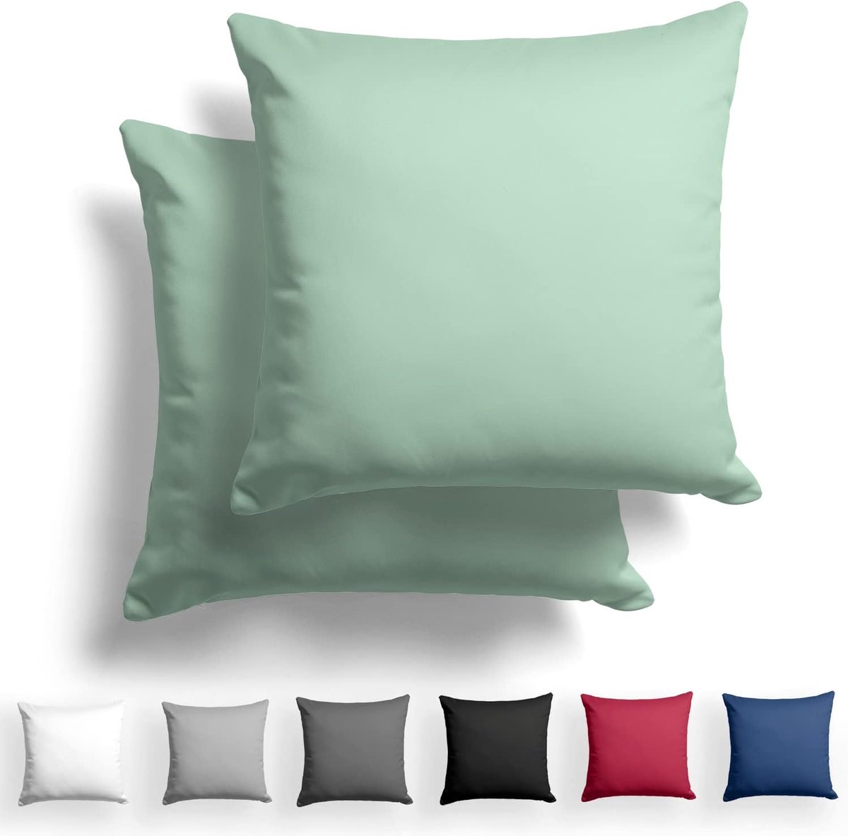 Kussenhoezen set van 2 - 50 x 50 cm - Zwart / Rood - 100% katoen super zacht met YKK rits - Ademend en seizoensgebonden - ShopVlot