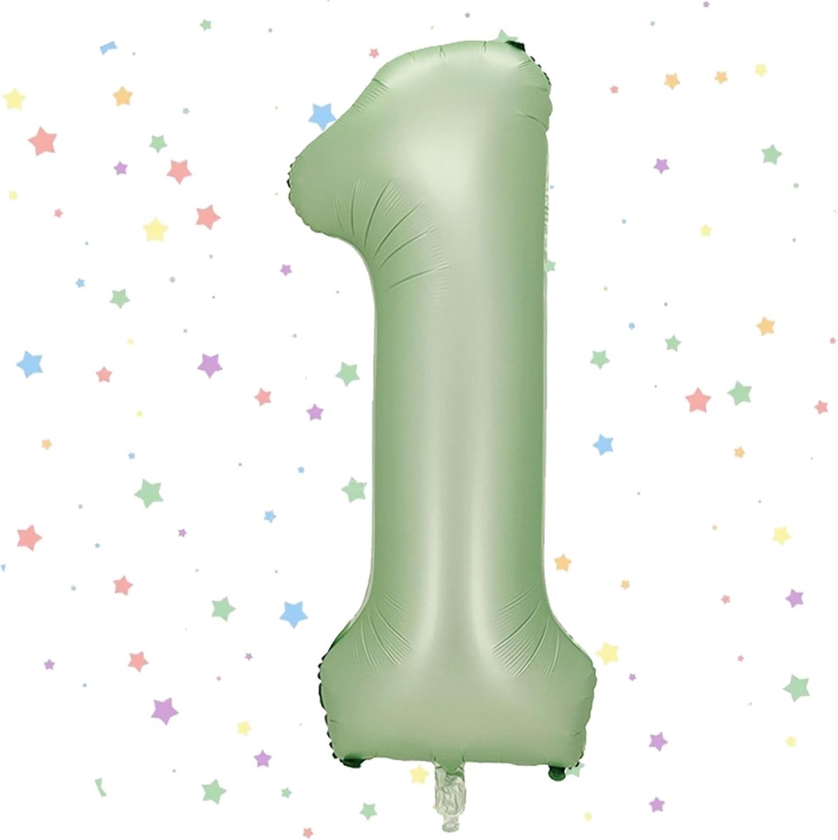 Verjaardagsfolieballon cijfer 1 - 101 cm saliegroen - heliumballon - feestelijke decoratie voor meisjes - ShopVlot
