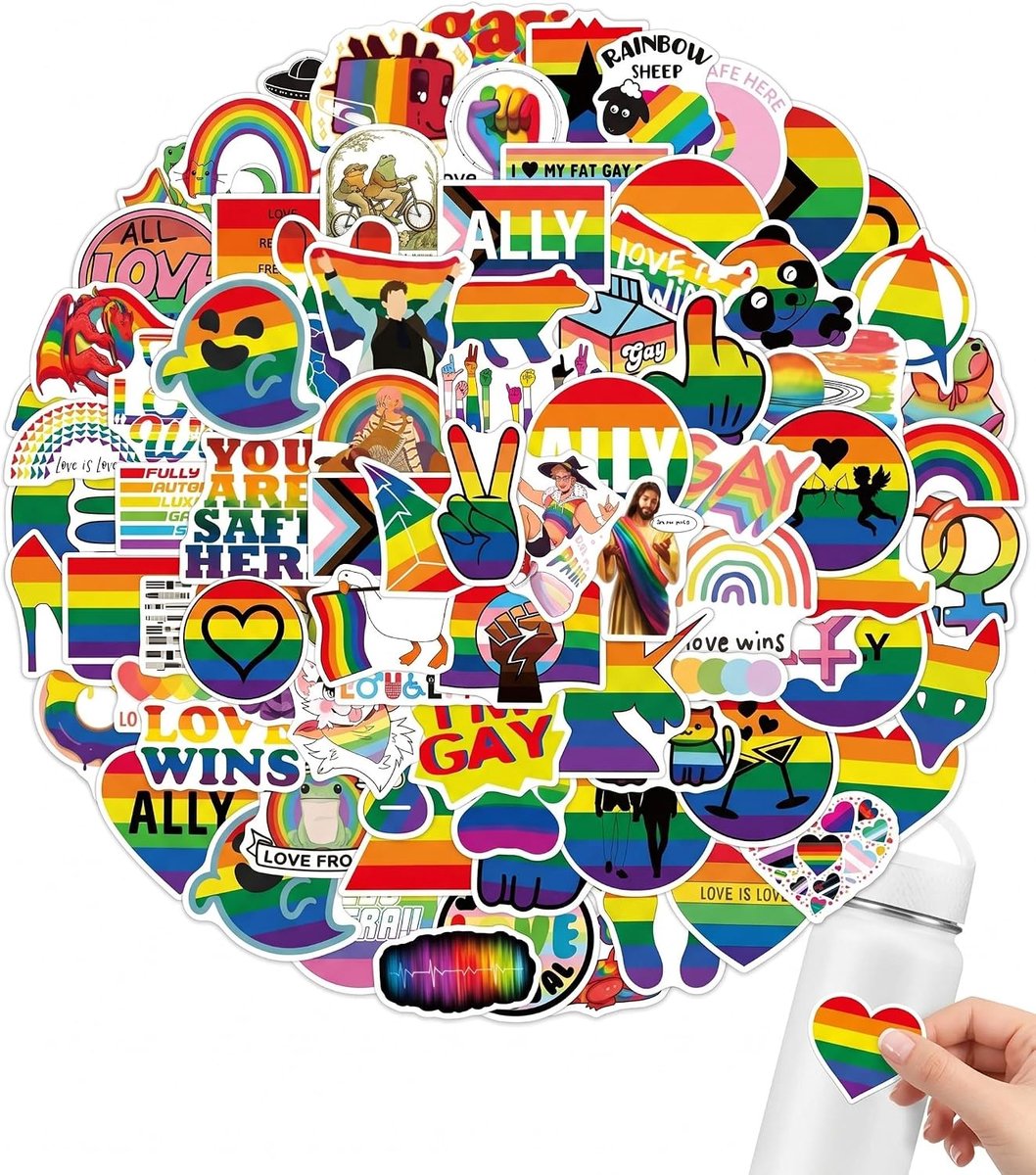Pride regenboogstickers 100 stuks - vinyl - waterdicht - perfect voor laptop en flessen - ShopVlot