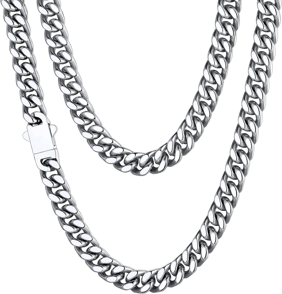 ChainsHouse Armour Chain with Hidden Safety Clasp, Unisex Necklace, 5/7/9/12 mm, Width 46/51/55/61/66/71/71/76 cm - ShopVlot