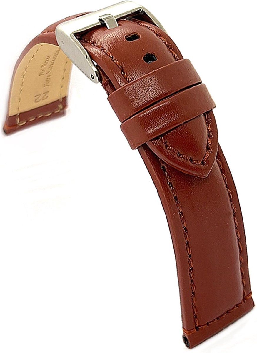 diloy Watch strap made of smooth cowhide leather, brown, with buckle made of steel, 20 mm, Ref. 363, medium brown, 20 - ShopVlot