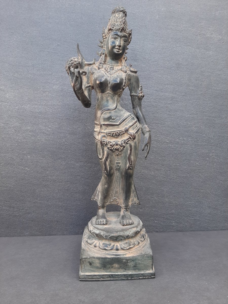 Statue en bronze de la déesse Sri/lakshmi/Inde/38 cm