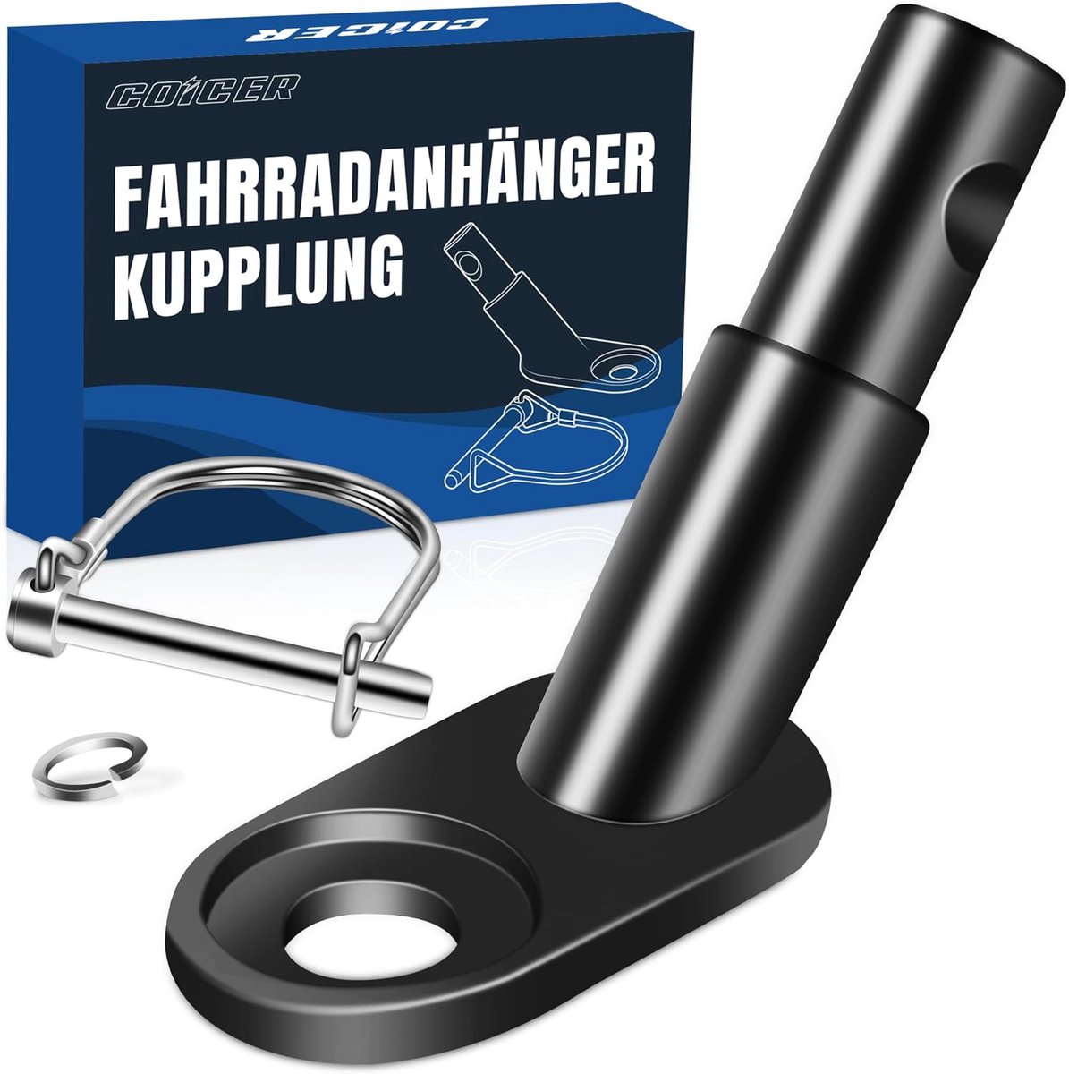 SnelShoppen - Fietskar Koppeling Fiets Trekhaak Adapter Hondenaanhanger Veiligheidspin Eenvoudige Installatie zonder Gereedschap