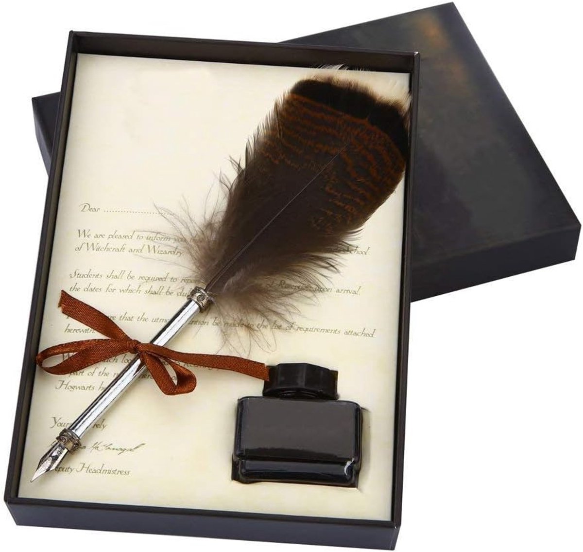 SnelShoppen - Vintage Veerpen met Inkt Set - Schrijfpen, Kalligrafie Pen van Natuurlijke Uilveertjes voor Kinderen, Vrienden, Kerst, Verjaardag, Creat