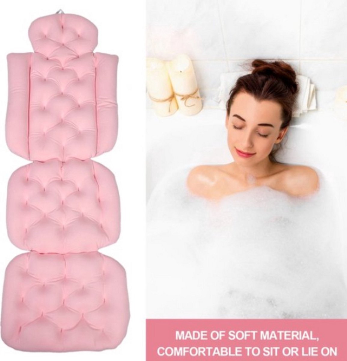 Luxe Bad Kussen - Roze - Anti-Slip Spa Head Rest Kussen Back Support - Baden - Waterproof Baby Kussen - Bio Materiaal