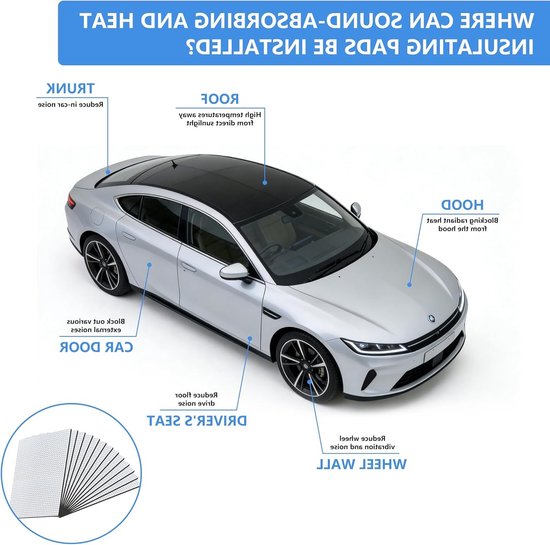Zelfklevende Geluidsisolatie Mat - 13 Stuks voor Auto, Geluidsdemping, Interieur Isolatie, Akoestische Panelen (25 x 17.8 cm) — afbeelding 4
