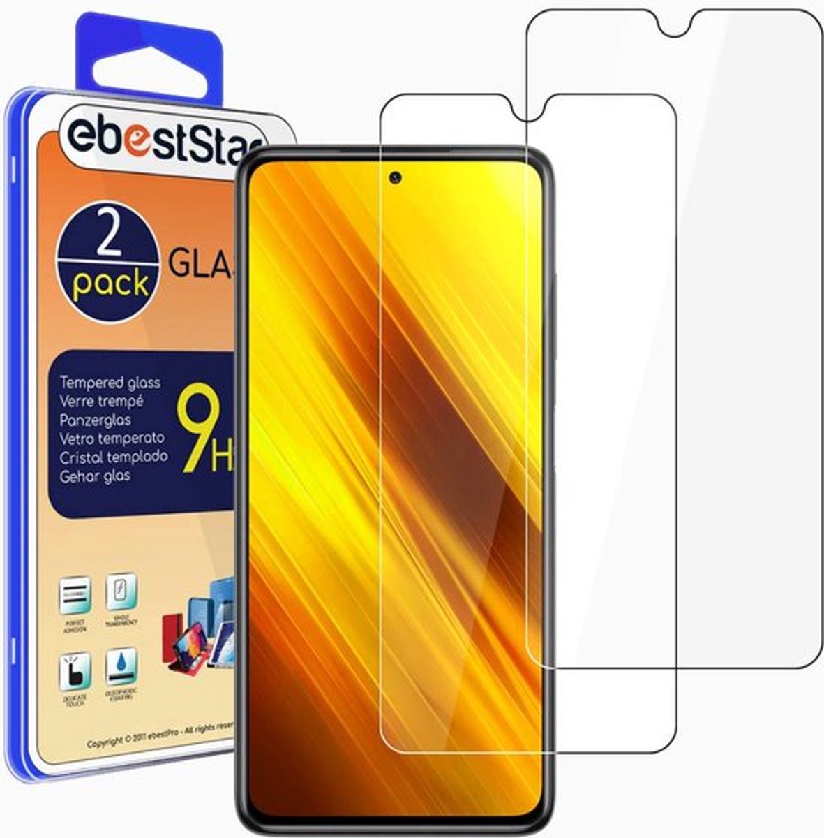 ebestStar - {2 Stuks} Gehard glas geschikt voor Xiaomi Poco X3 NFC, X3 Pro, Screen Protector Cover, Schermbeschermer Tempered Glass