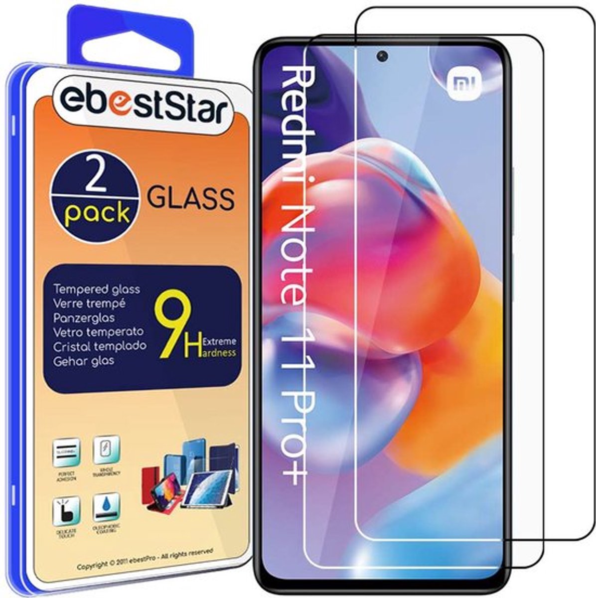 ebestStar - {2 Stuks} Gehard glas geschikt voor Xiaomi Redmi Note 11 Pro+ 5G, Screen Protector Cover, Schermbeschermer Tempered Glass