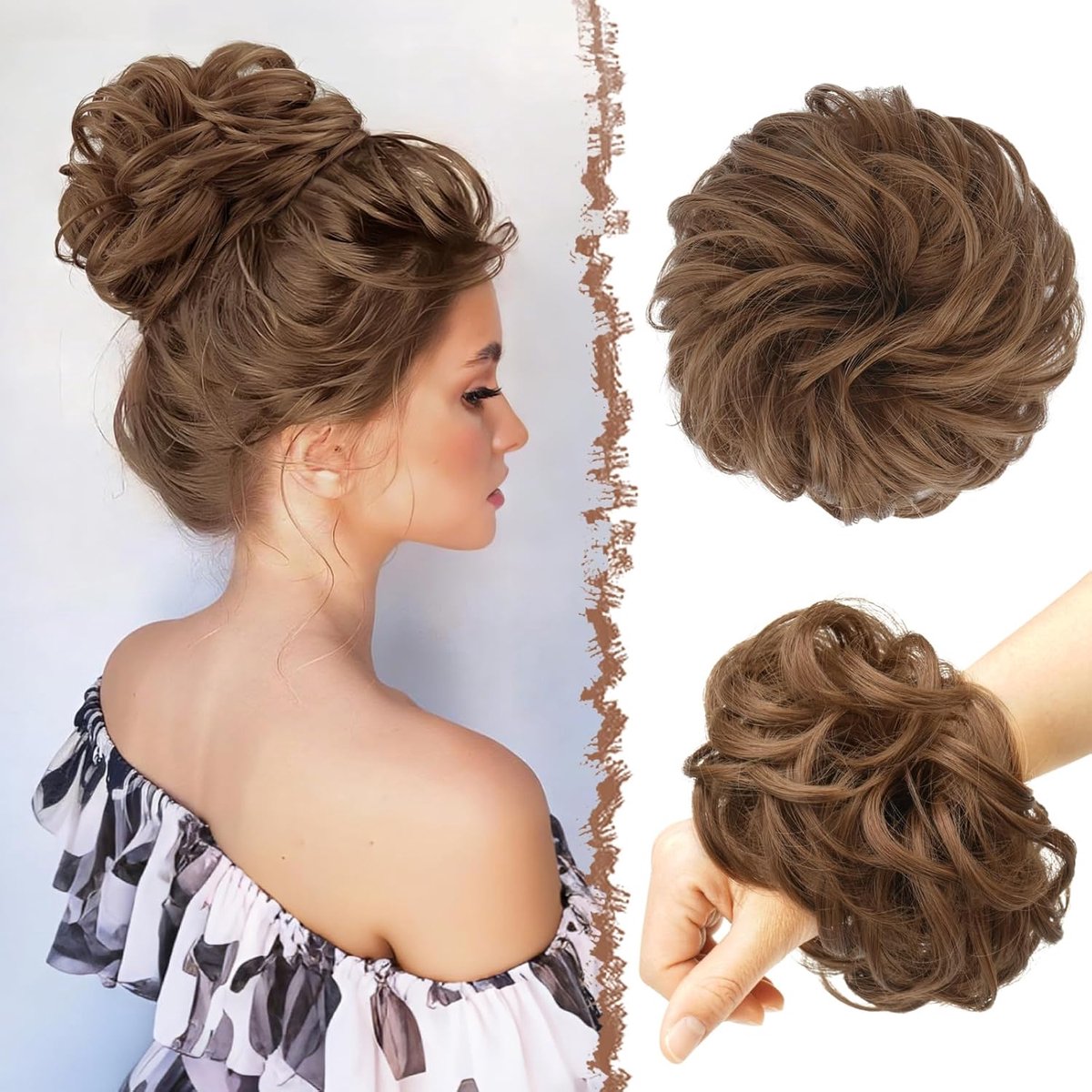 SnelShoppen - Haar Bun Haarstukje - Dikke Wavy Krullende Ponytail Extensions - Volumineuze Haaraccessoires voor Vrouwen en Meisjes - 1 Stuk - Perfect