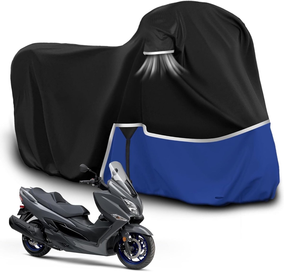 Waterdichte motorhoes voor Suzuki Burgman 400 650 - 420D Oxford-stof, weerbestendig afdekzeil voor buitengebruik en garagebescherming