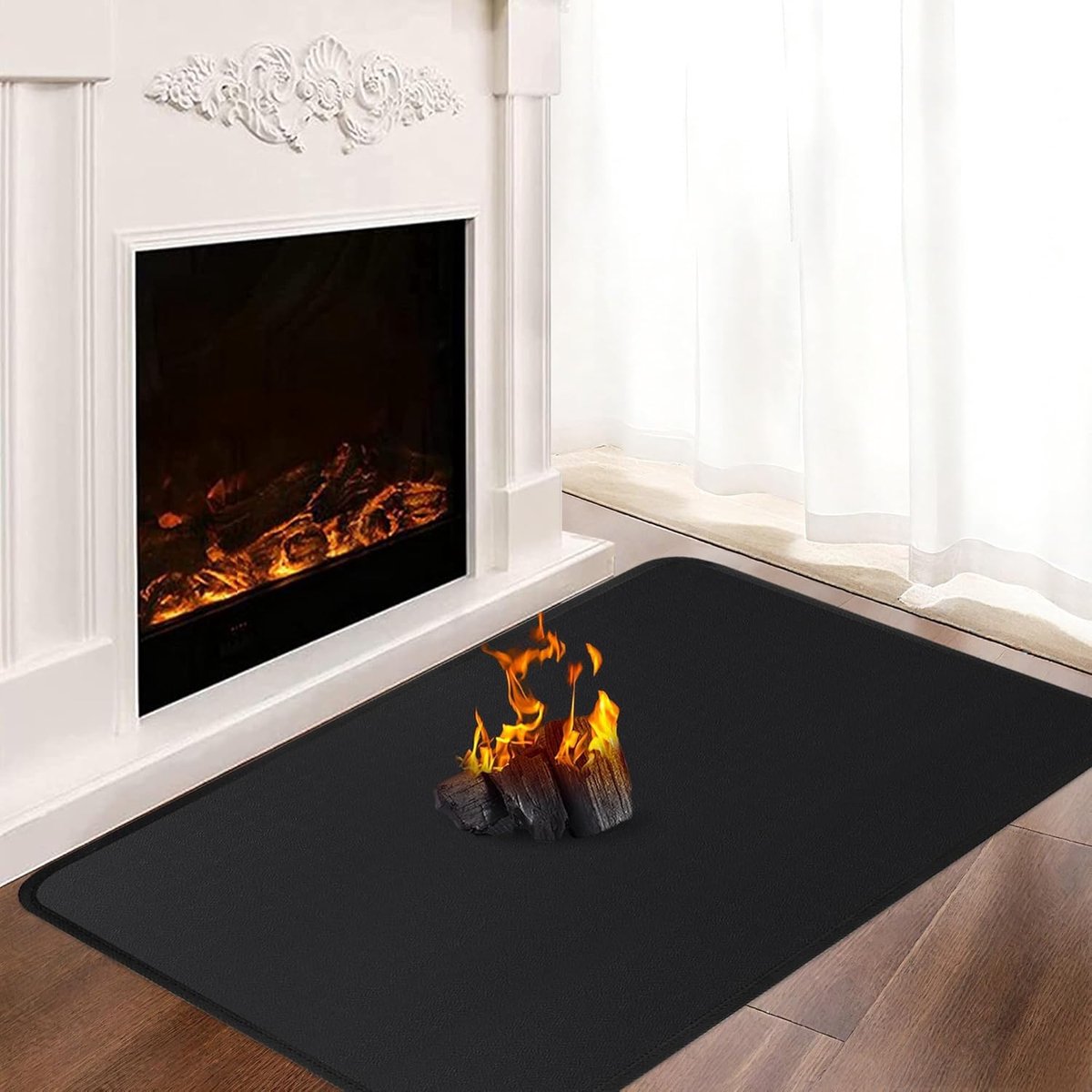 SnelShoppen - Haardtapijten brandwerend 100 x 60 cm, hittebestendige mat voor open haard en houtkachel, siliconen gecoat glasvezel, beschermt vloeren