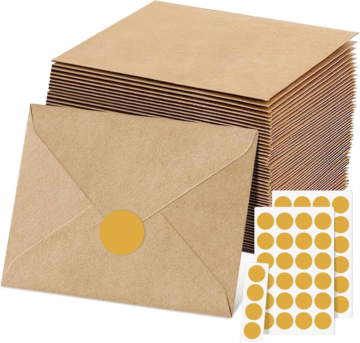 Kraft Papieren Enveloppen voor DIN B6, 50 Stuks, 120 g/m², Perfect voor Uitnodigingen, Wenskaarten en Bruiloften in Houtkleur