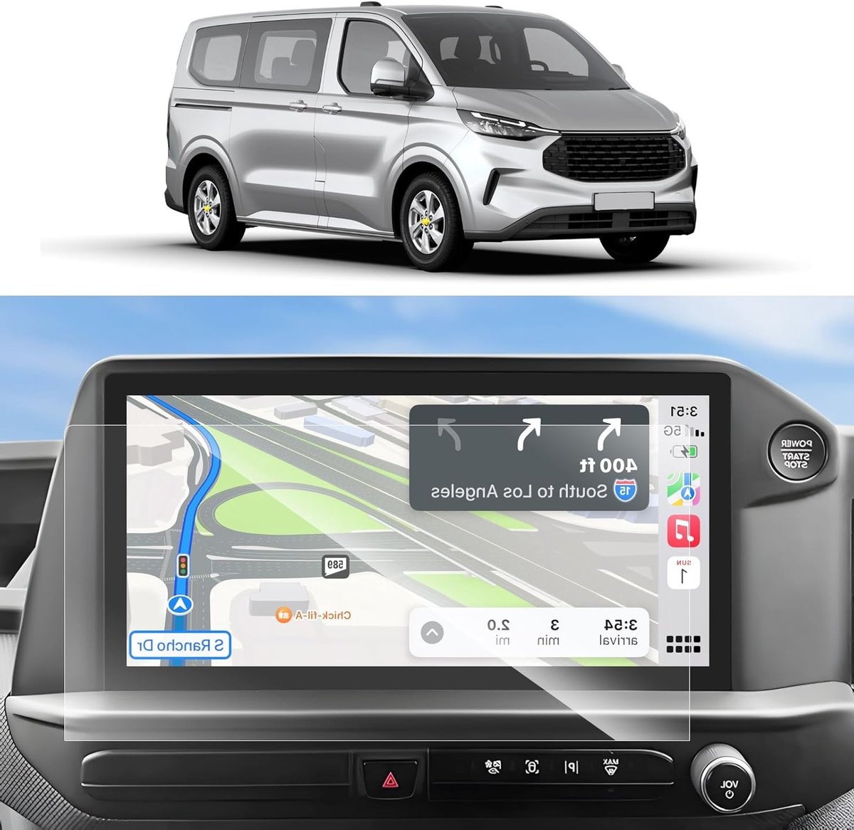 2-Pack Screen Protector voor Ford Tourneo Custom/Transit Custom 2024 2025 - Beschermfolie voor 13 Inch SYNC 4 Navigatie, Krasbestendig en Duurzaam