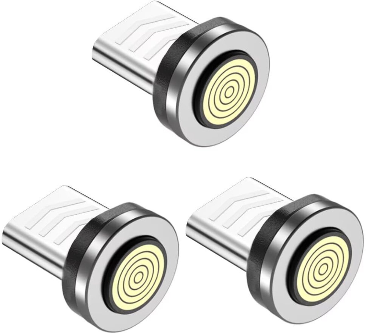 SnelShoppen - 9 Pins Magnetische Oplaadkabel Tips Voor Snel Laden (3-Pack) - Compatibel Met iProducten 8 Serie Tot 14 Serie - 360° Rotatie - Ideaal Vo