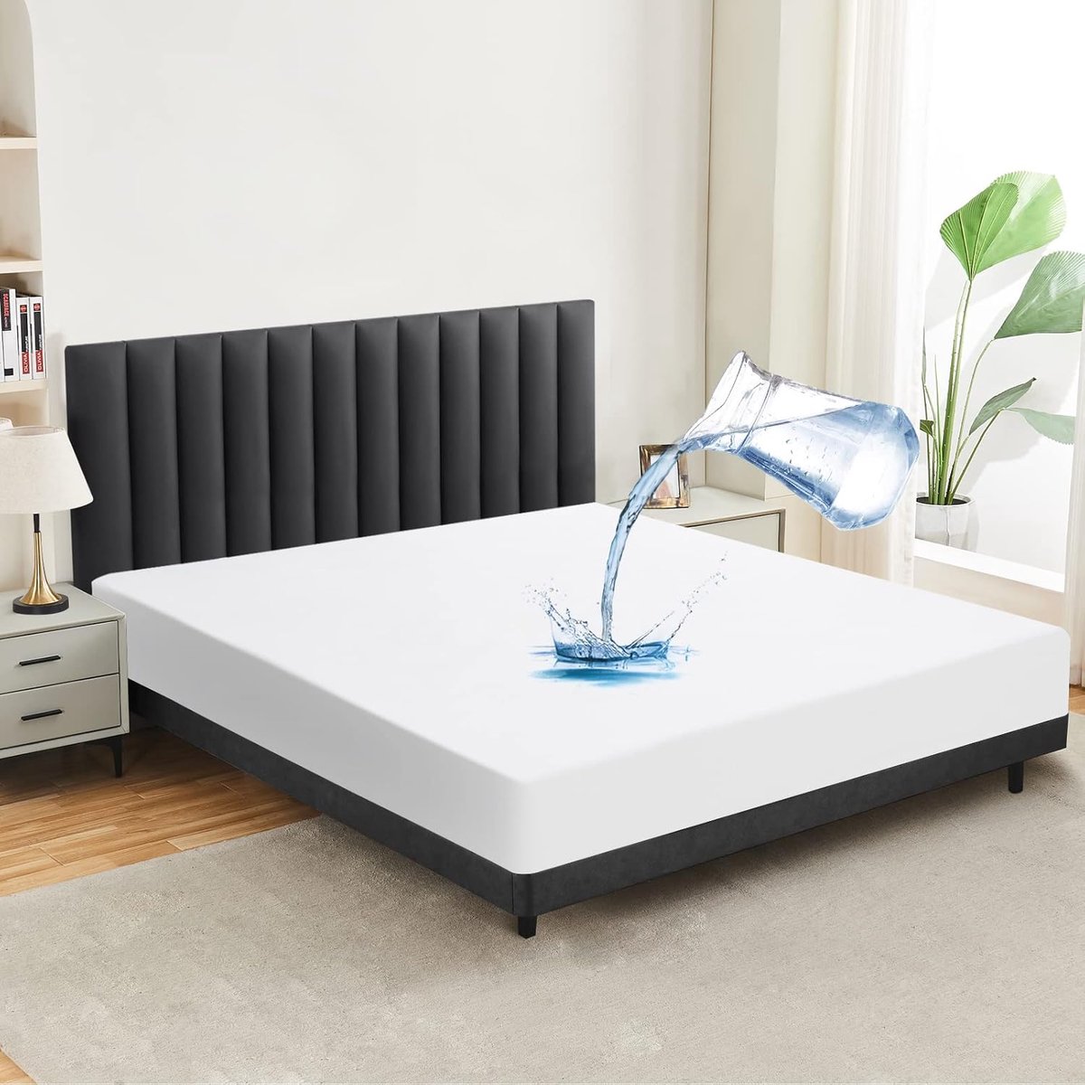 SnelShoppen - Waterdichte Matrasbeschermer 160x200 cm, Ademend Matrasopleggend Laken, Hoogwaardige Spannbettlakens, Wasbare Incontinentieonderlegger v