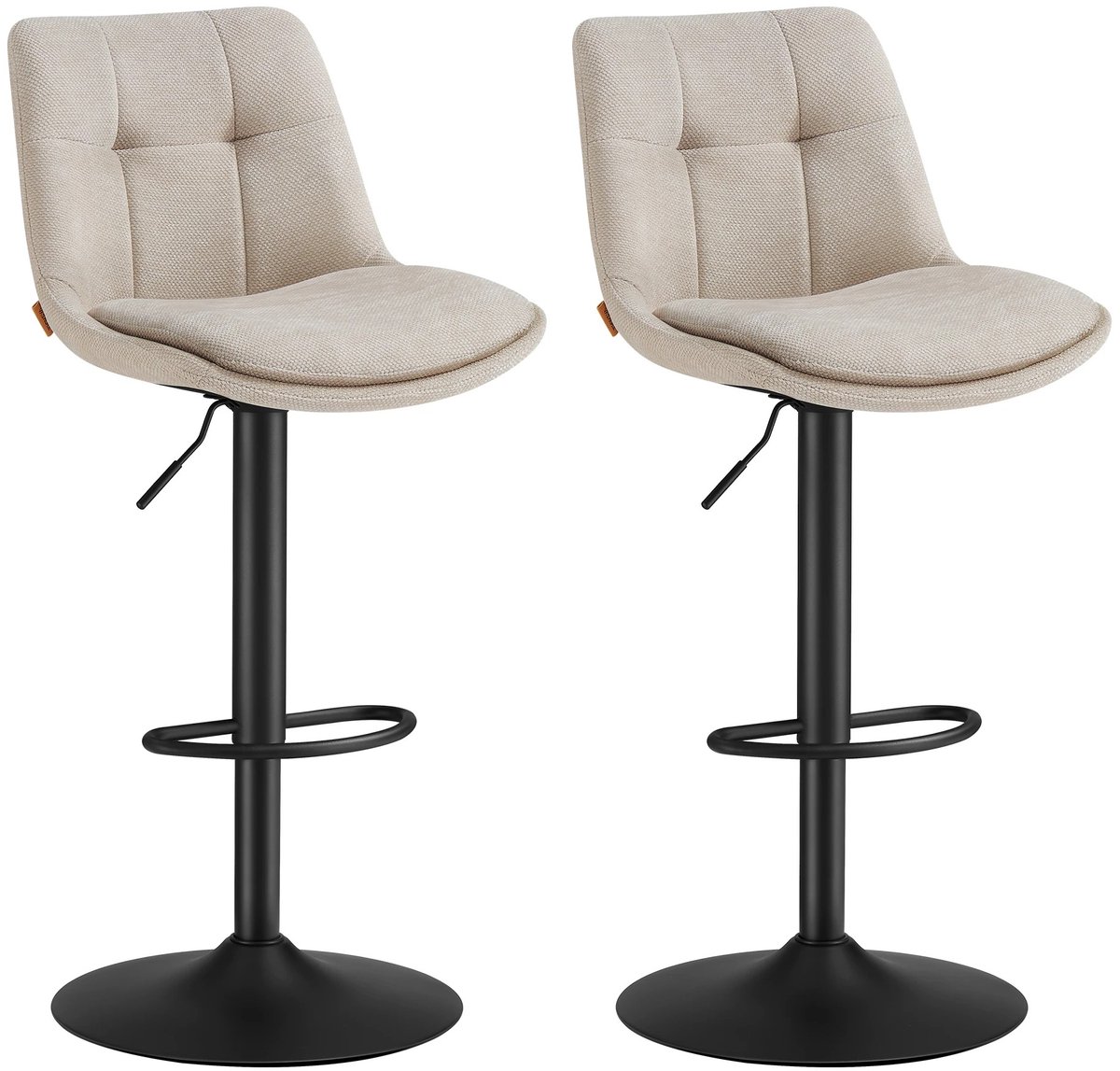 Stervia Barkrukken Set Van 2 - Barkrukken Met Rugleuning - Barstoelen - In Hoogte Verstelbaar - 360° Draaibaar - Zachte Bekleding - 43 × 48,5 × 93,5-114 cm