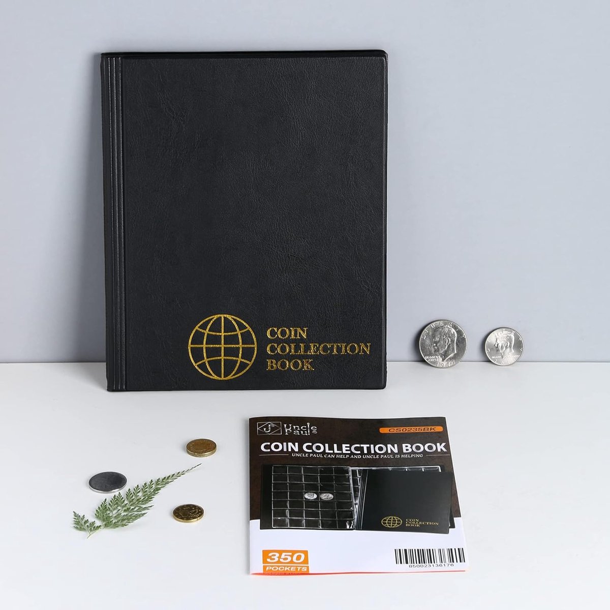 SnelShoppen - 350 Pockets Coin Albums - 1.2x1.4 inch Grid Zwart - Coin Collectie Boek met 10 Pagina's - Duurzaam PVC - Coin Opslag Boek voor Muntenver