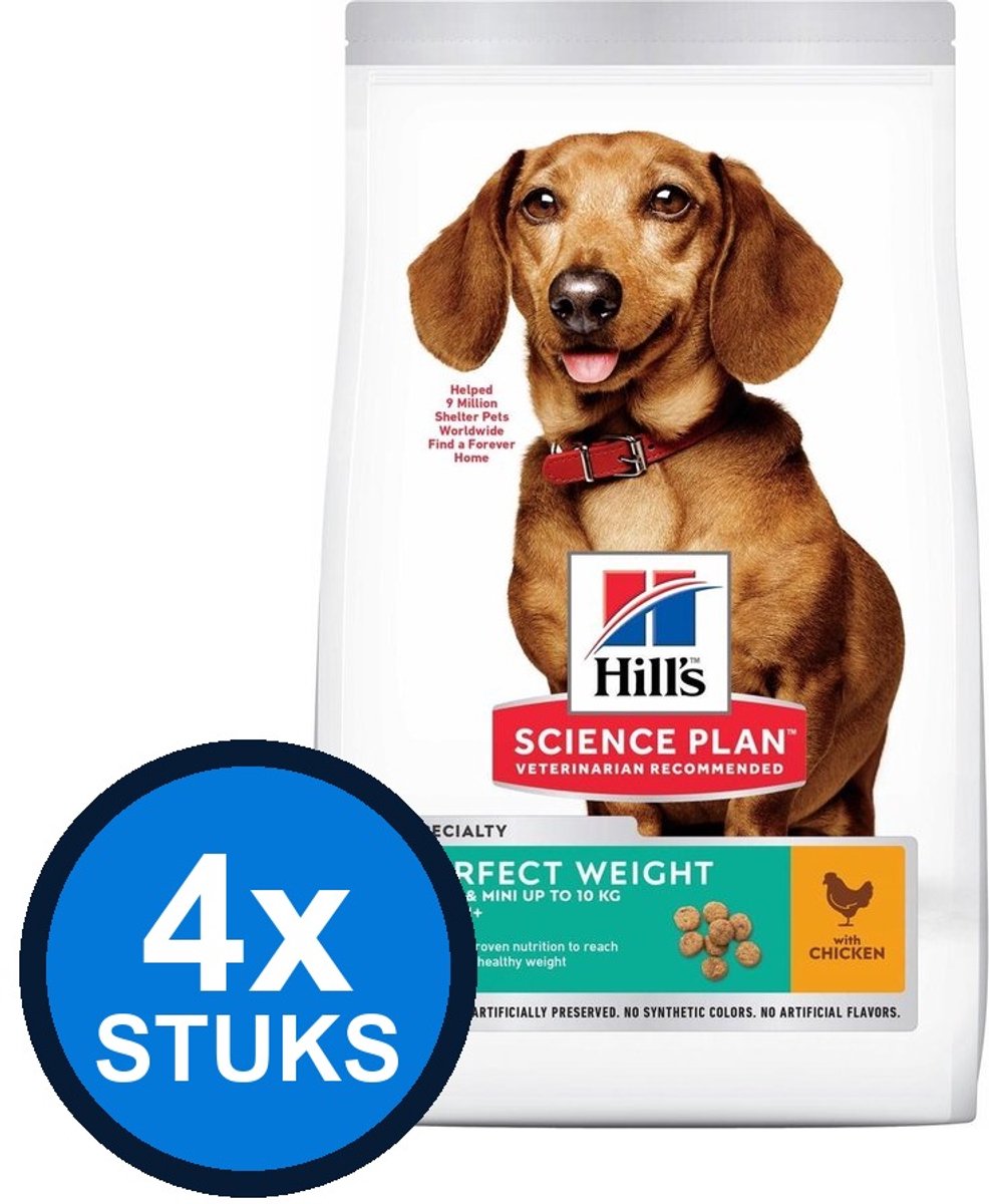 4x Hill's - Science Plan dog ad weight S chicken 1,5kg - Hondenvoer - 1.5 kg