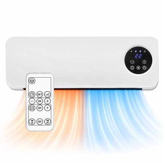 2-in-1 Ventilator en Verwarming 2000W – Wandgemonteerde Ventilatorkachel met Timer, Thermostaat en Afstandsbediening – Energiezuinig model