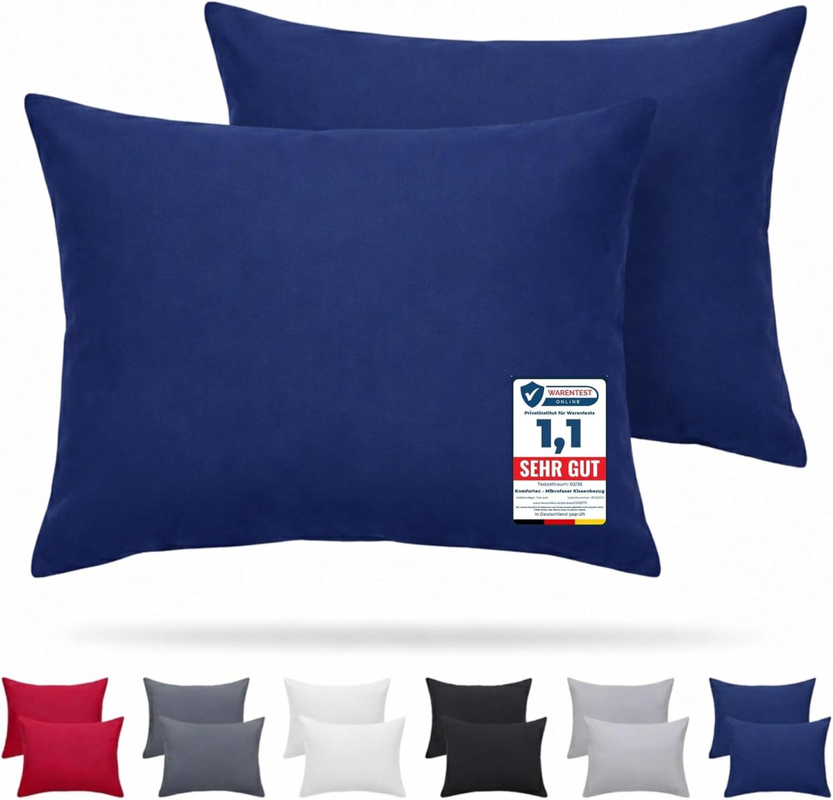 SnelShoppen - Set van 2 Premium Kussenhoezen 40x60 cm - Super Zachte Microfibre Kussenslopen - 100% Polyester - Blauw - Ideaal voor Slaapkamer en Woon
