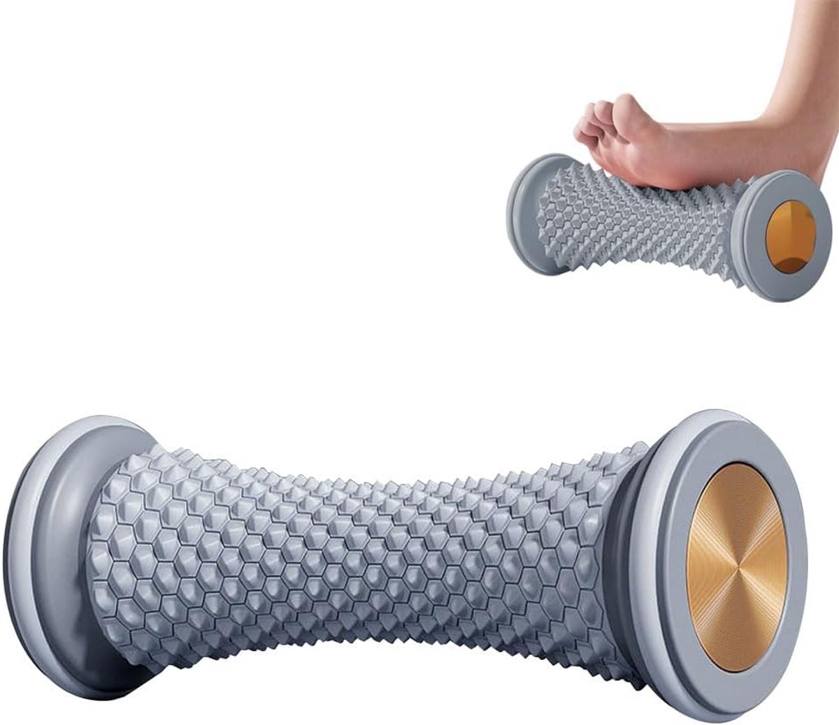 SnelShoppen - Manual Massager met Wielen voor Pijnverlichting, Fasciitis, Yoga, Spierontspanning, Grijs, Effectieve Plantar Fasciitis Roller, Dagelijk