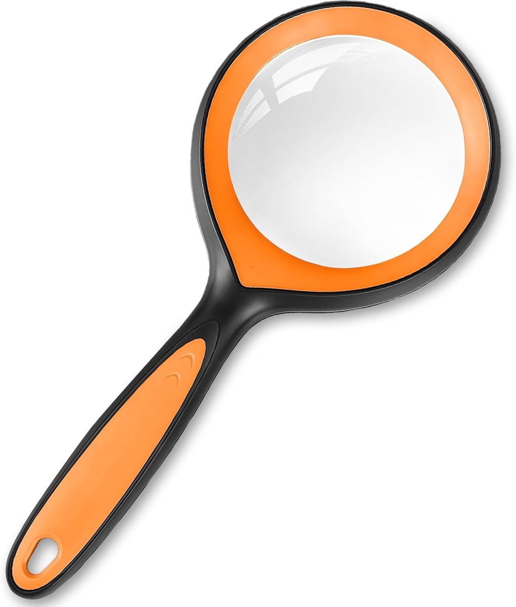 SnelShoppen - 10x Vergrootglas Handloep voor Volwassenen en Kinderen - Draagbare Wetenschappelijke Loep - Zwart en Oranje, Krasbestendig Echt Glas voo