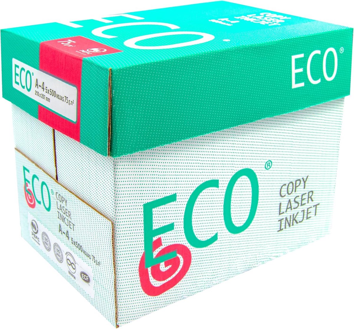 SnelShoppen - Campus Eco A4 Papier 75g, 2500 Vellen Multifunctioneel Papier voor Inkjet, Laser en Copier, Ideaal voor Kantoor, Thuis en School