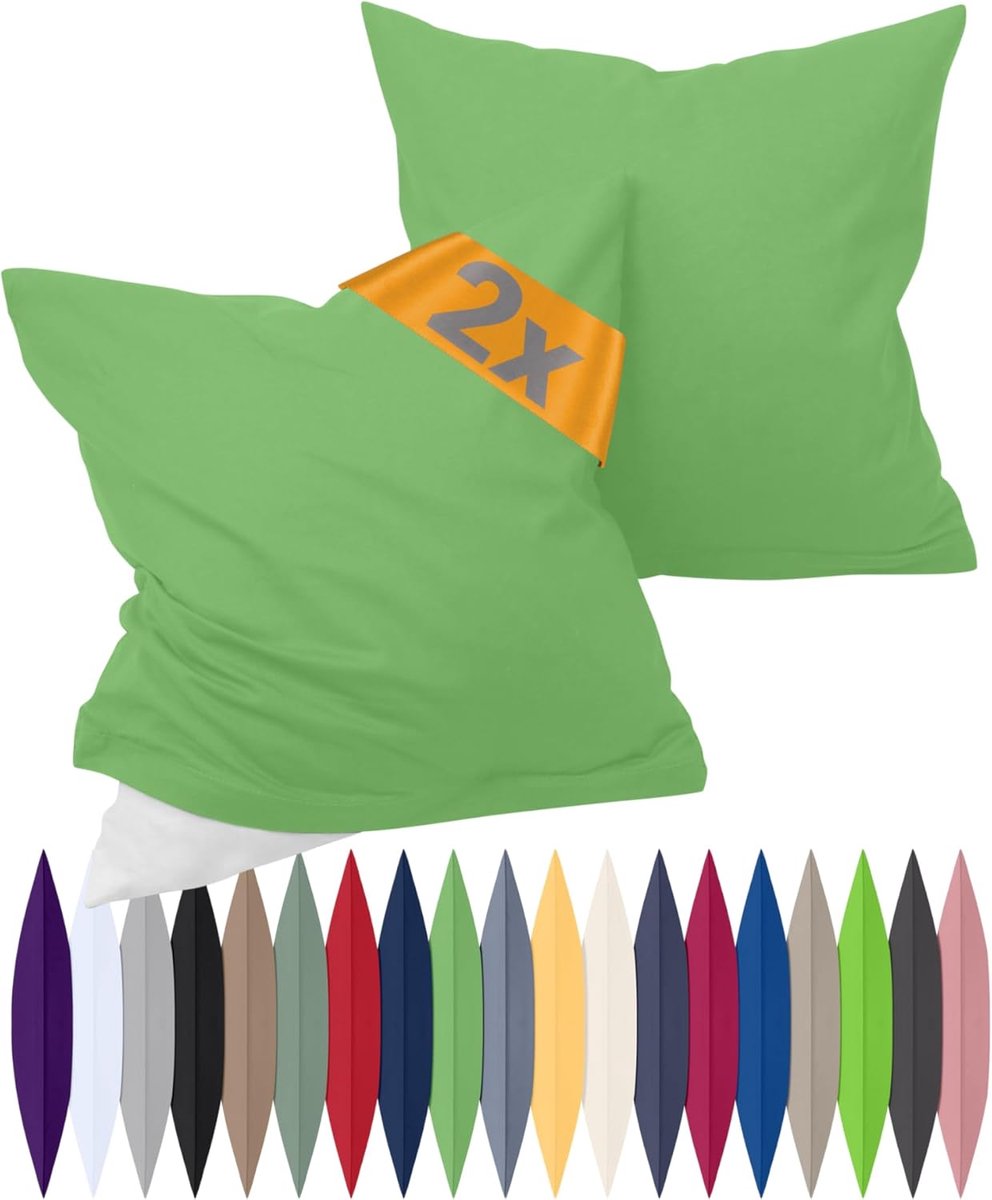 SnelShoppen - Renforce Kussenslopen Dubbelpack - 100% Katoen - Ademend en Stijlvol - 50 x 50 cm - Mosgroen - Perfect voor Thuis, Slaapkamer en Woonkam