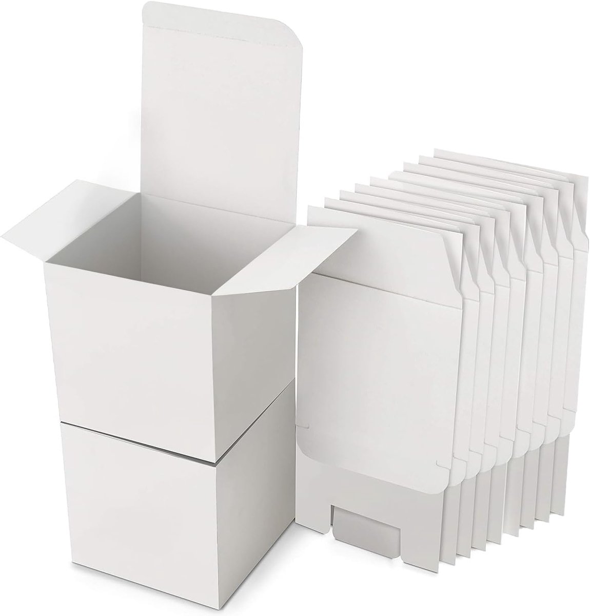 SnelShoppen - Geschenkdozen Kraftpapier Wit - 30 Stuks Vierkante Dozen met Deksel 10x10x10 cm - Perfect voor Feest, Verjaardag, Bruiloft, DIY Projecte