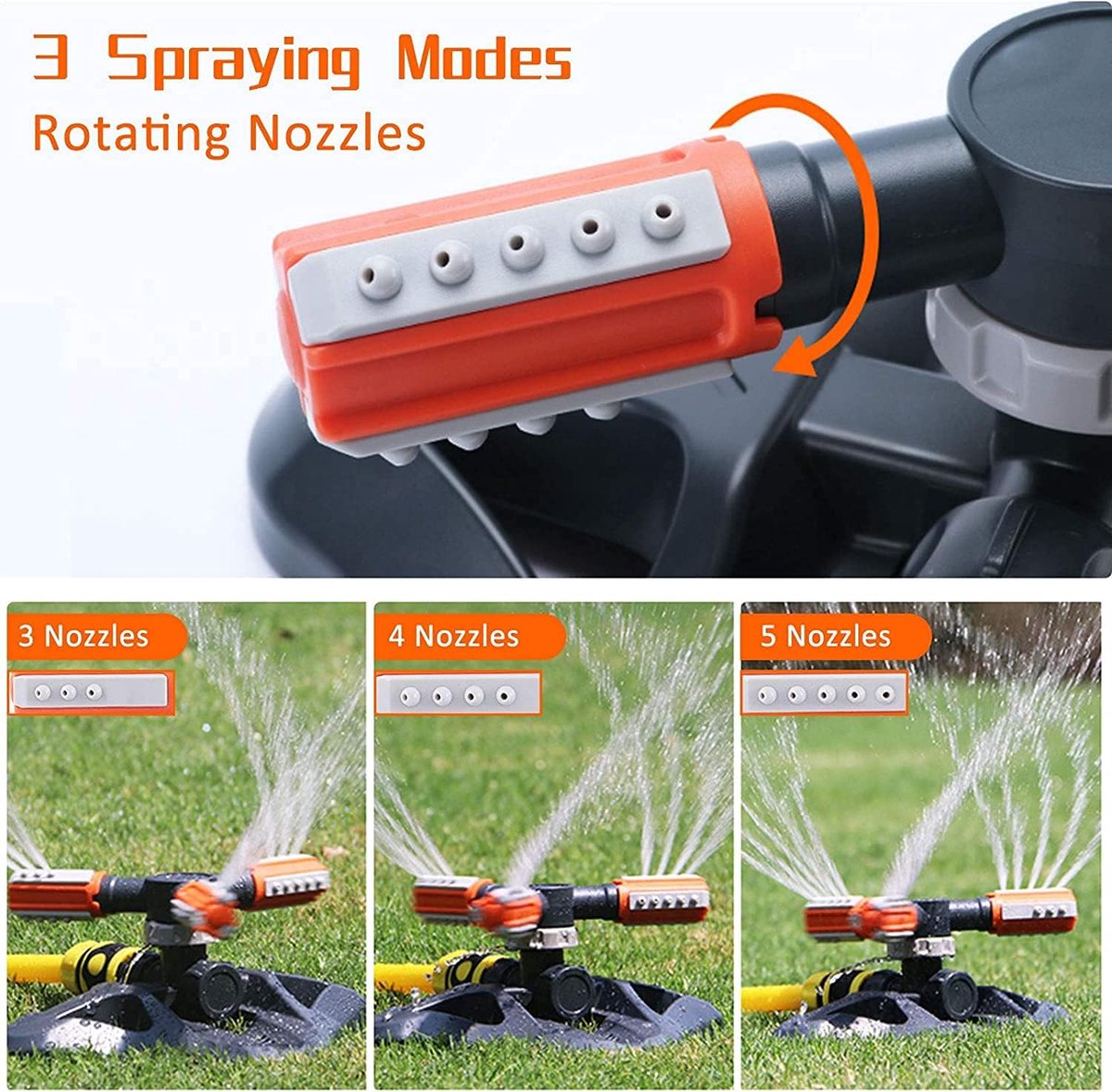 SnelShoppen - 3 Arm 360° Automatische Tuin Sprinkler - Verstelbare Tuinirrigatie voor Gazon, Park en Tuin - Hoogwaardige ABS Kunststof - Ideaal voor B