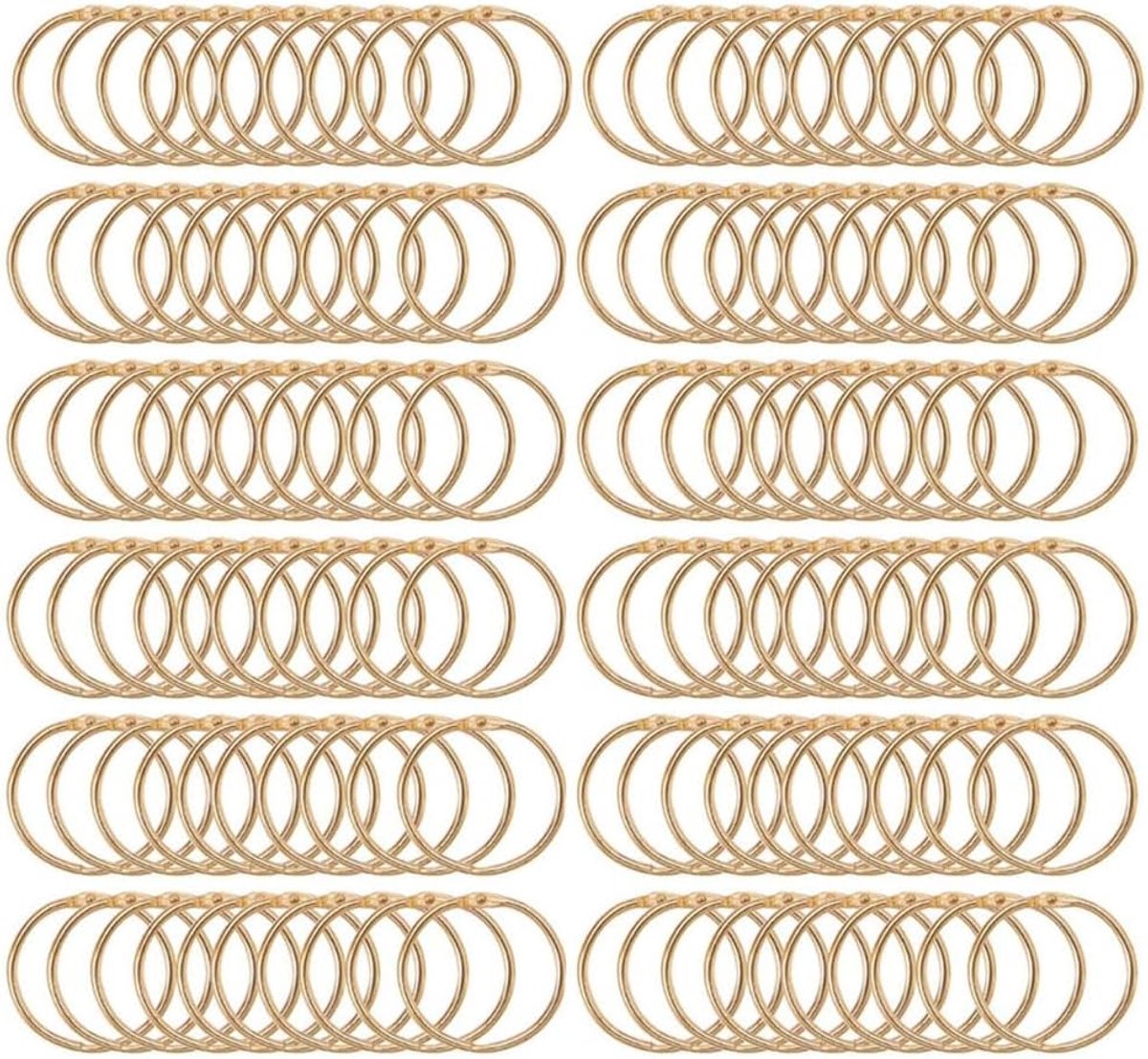 SnelShoppen - Pack van 100 25mm Metalen Loose Leaf Joints Sleutelringen voor Scrapbook, Fotoalbum, Kantoor, School en Thuis (Goud)
