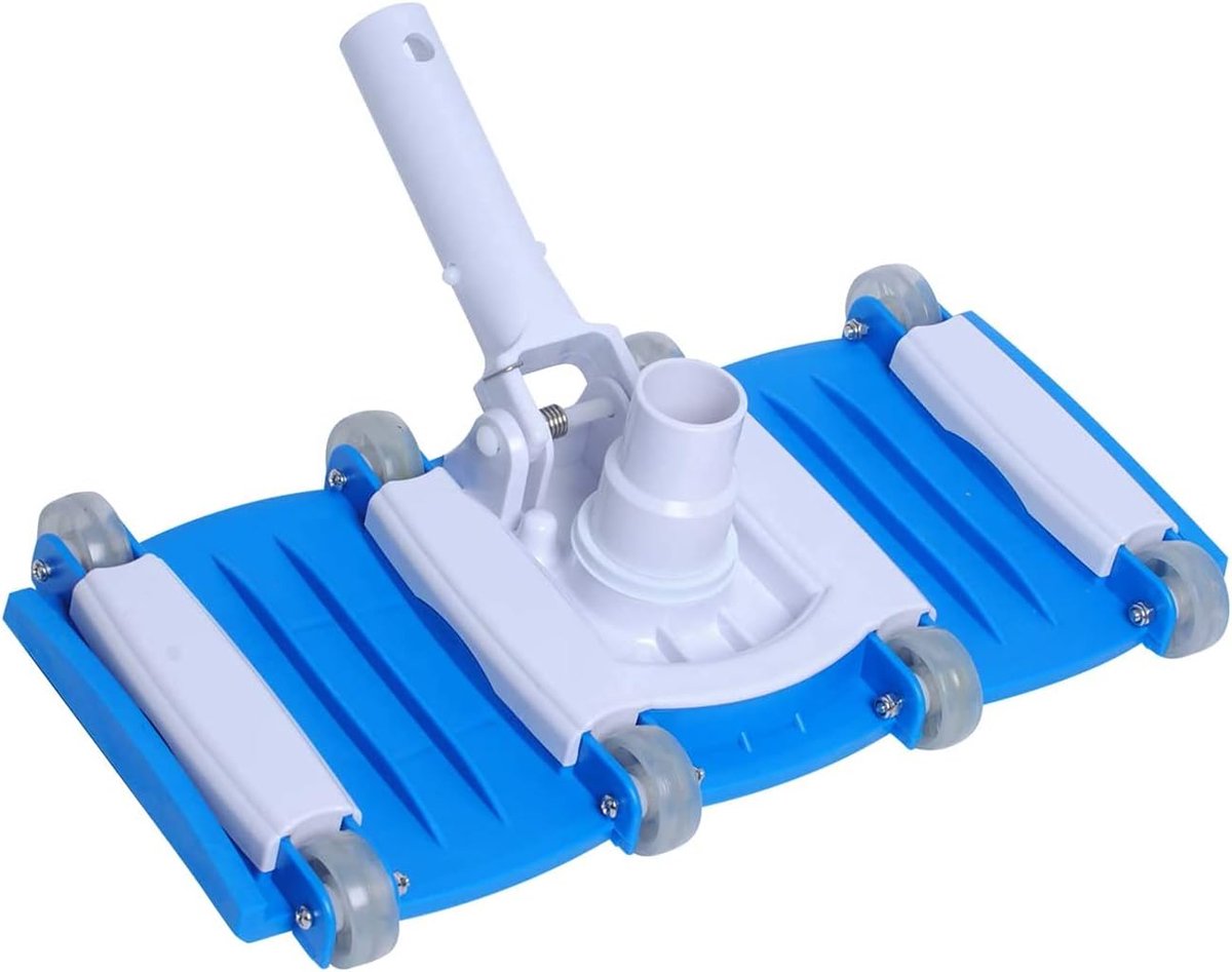 SnelShoppen - Zwembadbodemzuiger Handmatige Zwembadreiniger 35,6 cm (14 Inch) Borstelkop met Wielen voor Ingegraven Betonnen Zwembaden, Flexibele Zuig