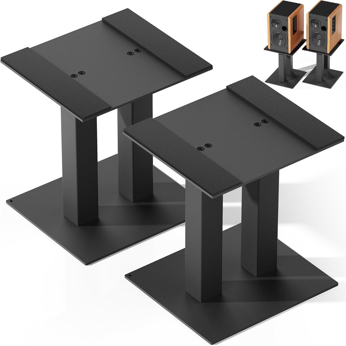 SnelShoppen - Set van 2 Universele Metal Speaker Stands, Vloerstaande Computer Boekenkast Steunen tot 30kg, Geluidsversterkende Hoofdtelefoon Steun, 2