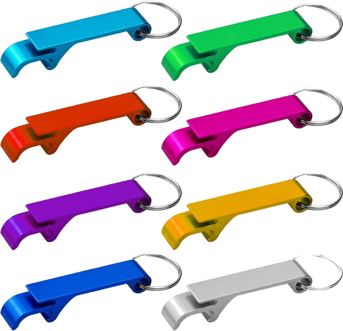 SnelShoppen - 8pcs Mini Flesopener Sleutelhangers - Aluminium Multi-Function Opener - Kleurrijke Flesopeners voor Feest, Camping, Tuin, Bar en Thuisge