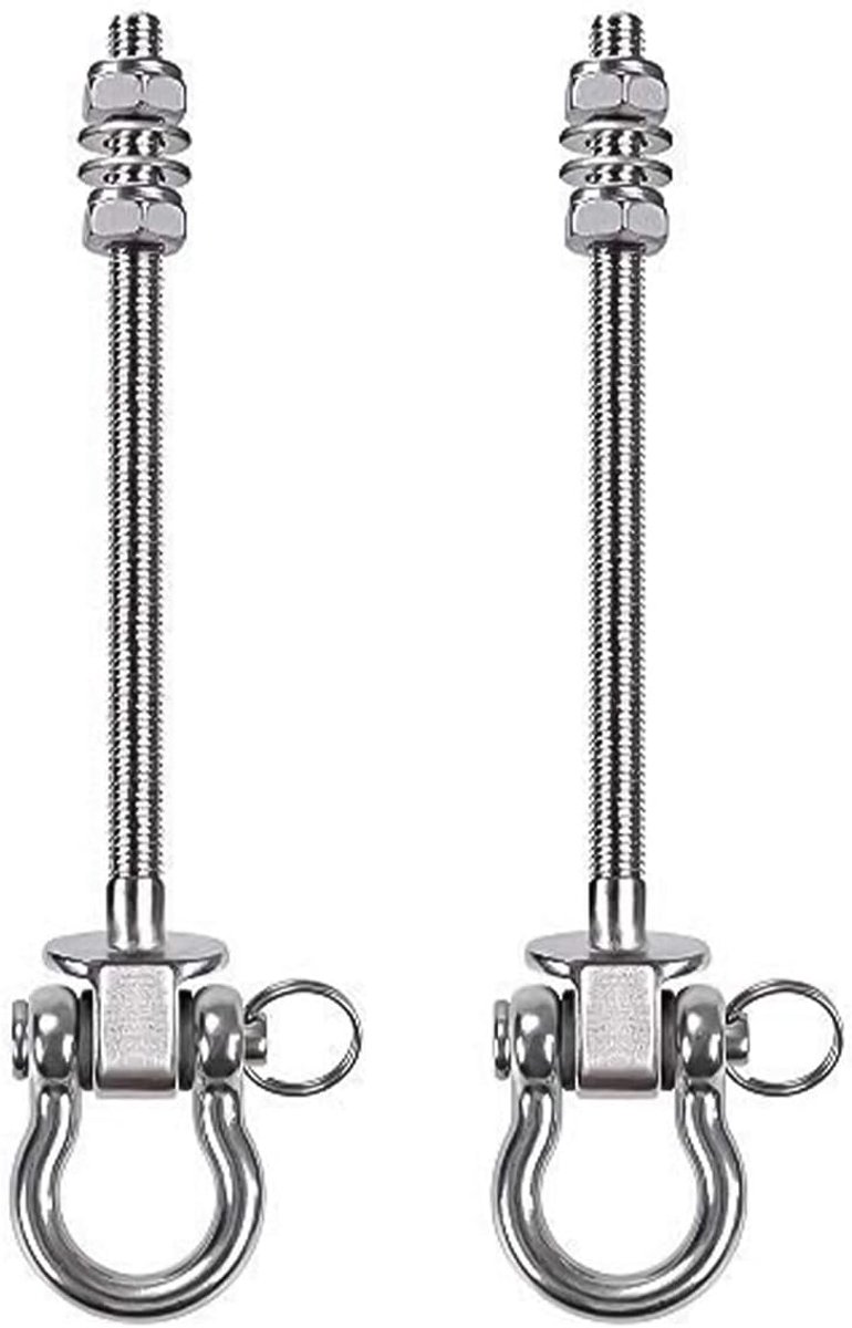 SnelShoppen - 2x Schommelhaak M10x170mm RVS Zware Haken voor Hangmatten, Yoga Hangers, Zandzakken, Houten en Stalen Balken - Temperatuurbestendig en A