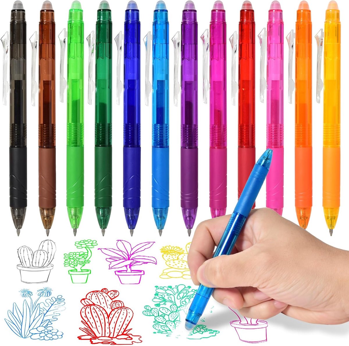 SnelShoppen - 12 Kleur Erasable Gel Pen, Ballpoint Pen & Rollerball Pen Set - 0.5mm Met Gum Voor School, Kantoor, Studenten, Notitieboek, Planner, Bul