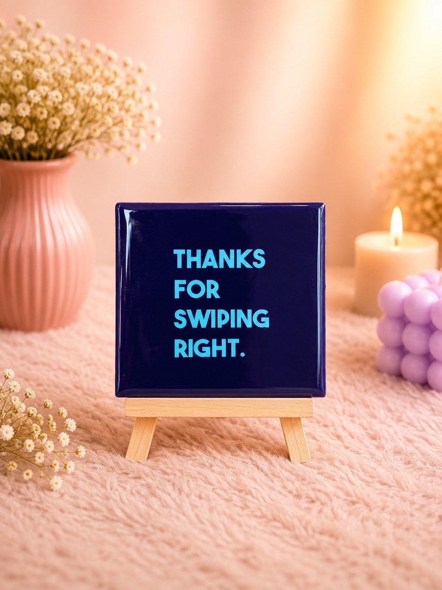 Tegeltje "Thanks for Swiping Right" | Viva Femme | Tegeltjes met tekst | Decoratie | Wonen | Cadeau | Spreuktegel | Humor