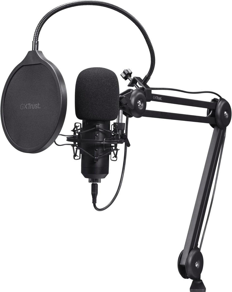 Thijox - GXTrust 270 Emita II Microfoon met Flexibele Arm en Popfilter, Cardioïde Patroon, Streaming Microfoon voor PC, Laptop, Podcasting, Vlogs, You