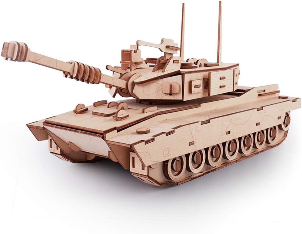 SnelShoppen - GuDoQi Modelbouwset Houten Tank Model, 3D Puzzel voor Volwassenen, DIY Bouwspeelgoed, Perfect als Cadeau voor Verjaardagen en Kerstmis