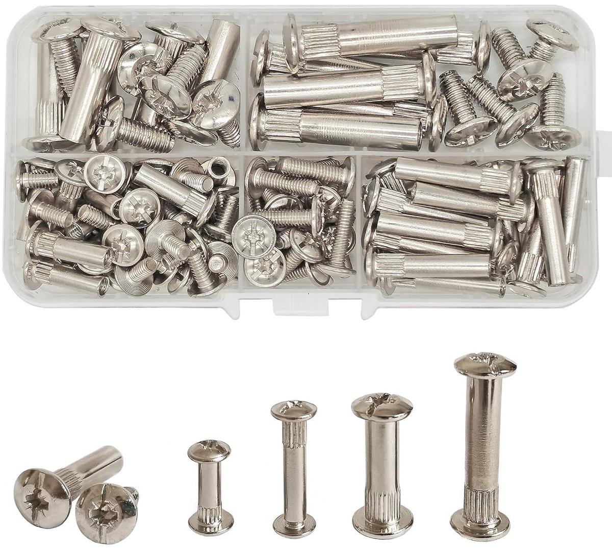 SnelShoppen - 100 Pcs M4/M6 Verbinding Schroeven Bevestigingsschroeven Meubelset voor Frame en Kast - 16/25/35mm Carbon Staal