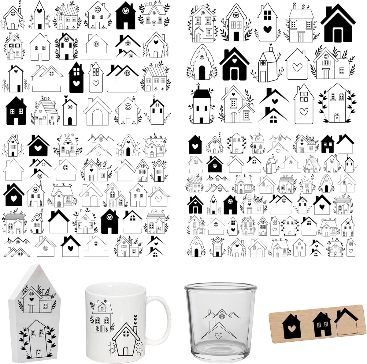 SnelShoppen - Rub-on Stickers A5 19x14cm - Waterdichte Decoratie voor Verjaardag, Bruiloft, DIY - Herbruikbare Film voor Meubels, Glas, Hout, Fotoalbu