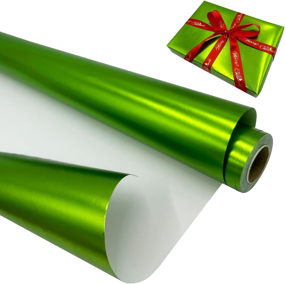 SnelShoppen - Metal Gift Paper Roll 43cm x 12m - Matte Groene Inpakpapier voor Verjaardag, Kerst, Bruiloft, Feest, Festival Geschenken