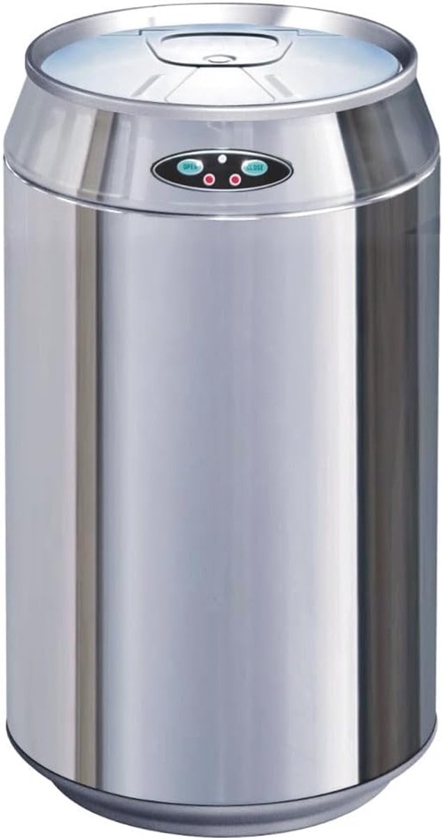 SnelShoppen - Automatische Poubelle Canette 30L Ronde Afvalbak in Inox - Keuken Prullenbak met Sensor, RVS, Ø30x54cm, Voor Thuis en Kantoor