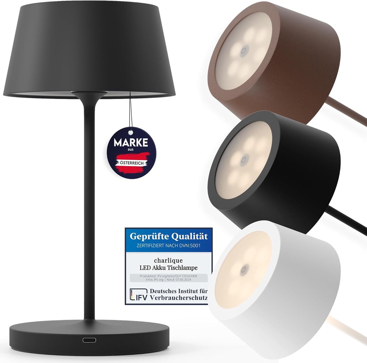 SnelShoppen - Dinner Light 2 Mini - Draadloze LED Tafel Lamp - Zwart - Warm Wit Licht - Continu Dimbaar - USB-C Oplaadbaar - Voor Binnen en Buiten Geb