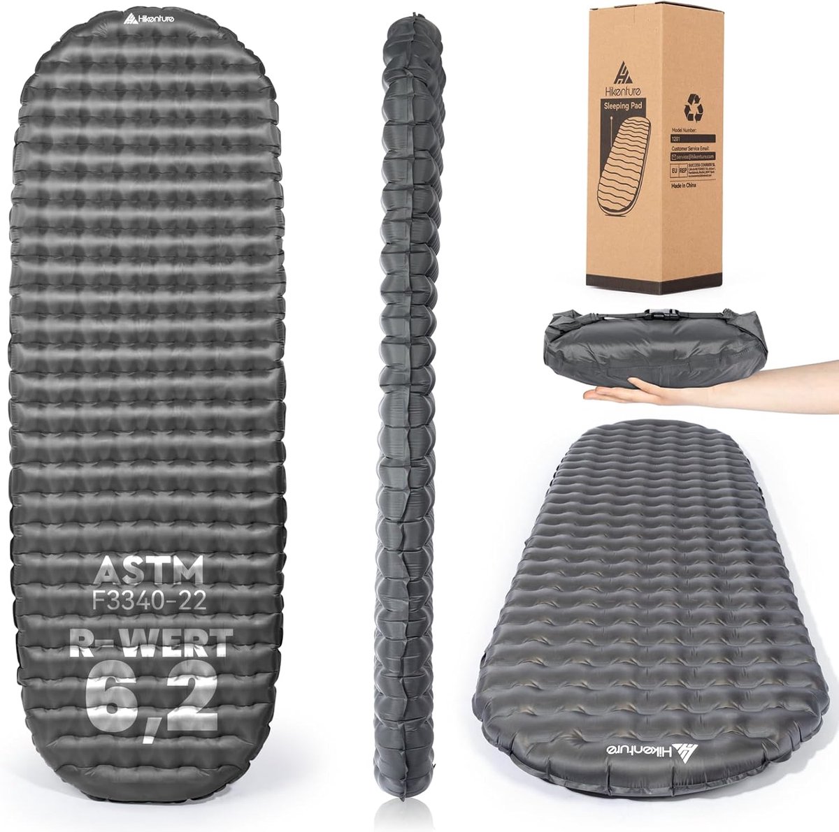 SnelShoppen - Ultralight Camping Luchtbed met 6.2 R-waarde, 8 cm Dikte, Opblaasbaar Slaapmatje voor 4 Seizoenen, Ideaal voor Kamperen, Outdoor en Hiki