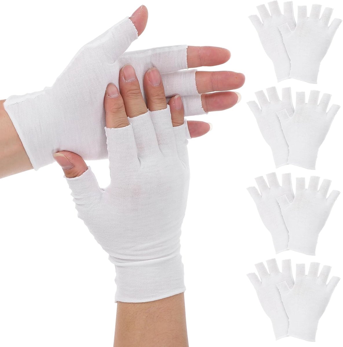 SnelShoppen - 5 Paar Katoenen Vingerloze Handschoenen, Neurodermatitis, Eczema, Vochtige Handschoenen voor Droge Handen, Touchscreen, Spa, Huidbehande