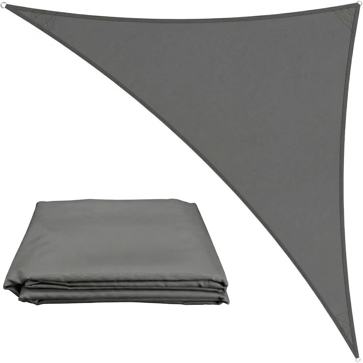 SnelShoppen - Triangle Zeil Luifel Waterdicht 3x3x4.3m Tuin Zonnescherm UV Bescherming voor Buiten, Zwembad, Patio, Tuinactiviteiten, Donkergrijs