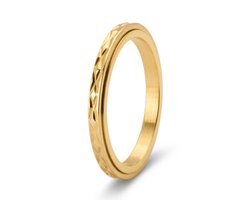 Anxiety Ring - (Flux) - Stress Ring - Fidget Ring - Anxiety Ring For Finger - Draaibare Ring Dames - Spinning Ring - Spinner Ring - Goudkleurig RVS - (16.50 mm / maat 52)
