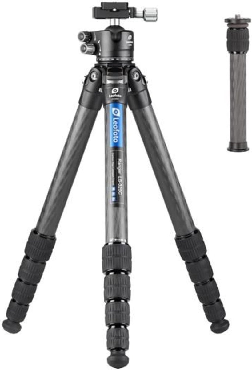 SnelShoppen - Carbon Statief met Balhoofd - Verstelbare Poten in 3 Hoeken - Ideaal voor Macro Fotografie - Lichtgewicht en Stevig - LS-325C+LH-40